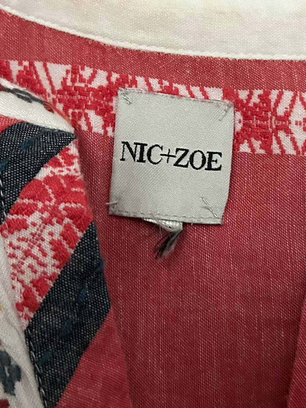 NIC+ZOE White Tunic Dress with Coral and Black Embroidery - Picture 3 of 8